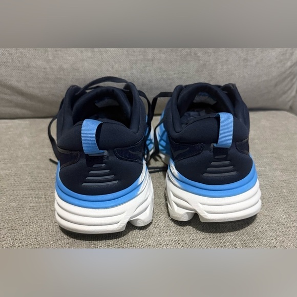 Hoka Bondi 8 Navy and Sky Blue Athletic Sneakers
